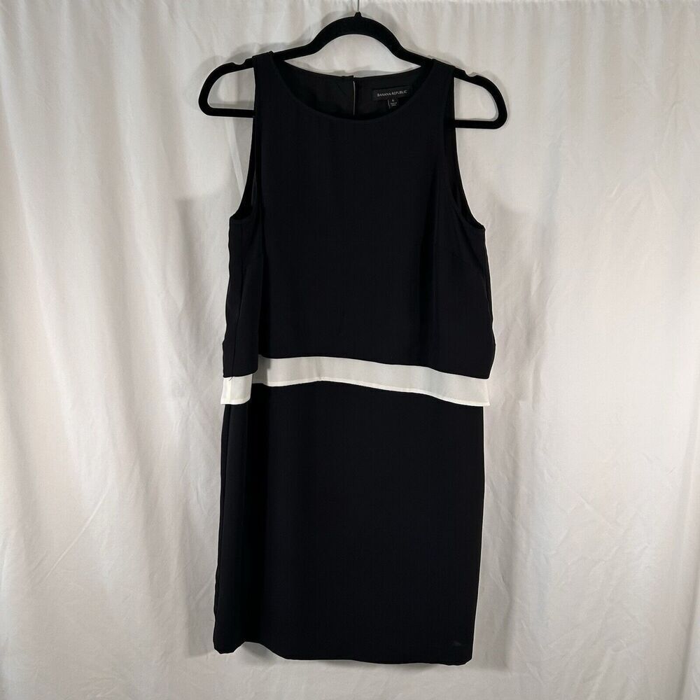 Banana Republic Knee Length Dress Womens 6 Black Sleeveless Pullover Lightweight